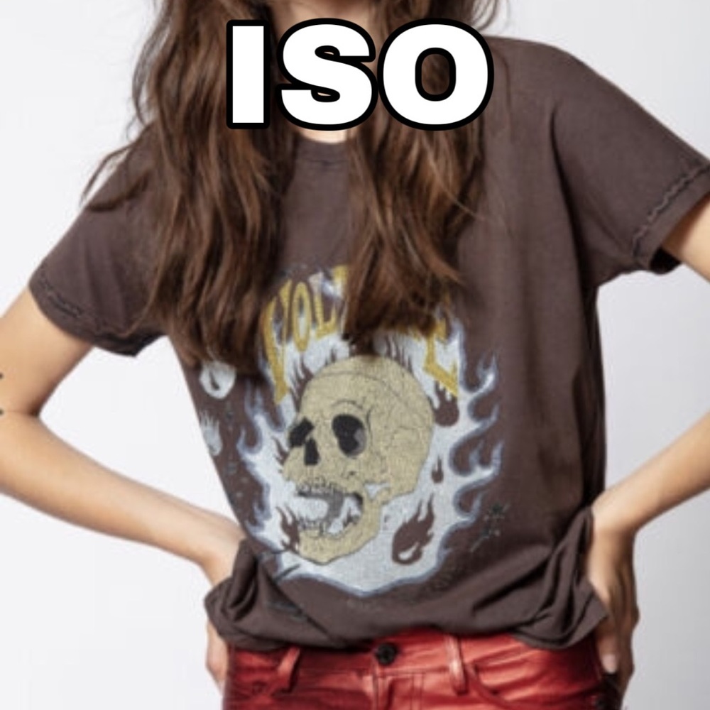 ISO Zadig & Voltaire Tom Strass Flamme T-Shirt‼️